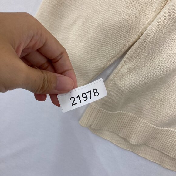 Coldwater Creek size XL Cream Beige Silk Blend Beaded Button Cardigan Preppy - Picture 10 of 10